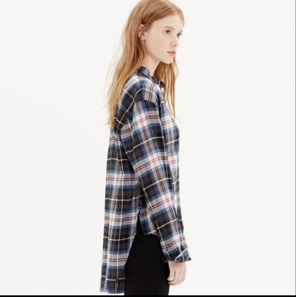 MADEWELL WHEATON PLAID POPOVER RED/WHITE/BLACK WOMEN'S SHIRT SIZE SMALL - Picture 1 of 16